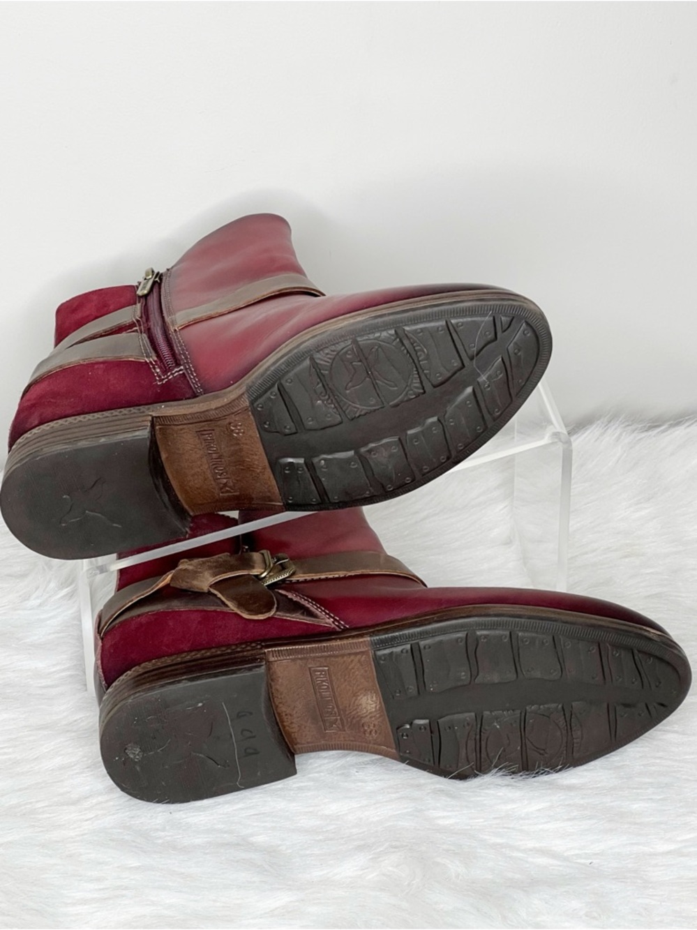 Pikolinos Ordino Leather Ankle Boots In Garnet Size 38/ 7.5-8 - Picture 6 of 9